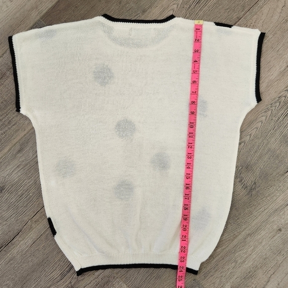 Vintage "Surrey Classics" Black Polka Dot Short Sleeve Knit Top Size XL - Picture 14 of 15